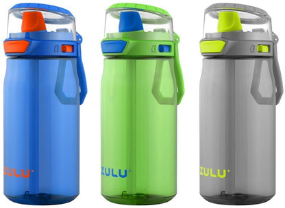 ZULU 3-Pack Kids Flex Tritan Water Bottle Set 16 oz / 473 ml for Boys or Girls