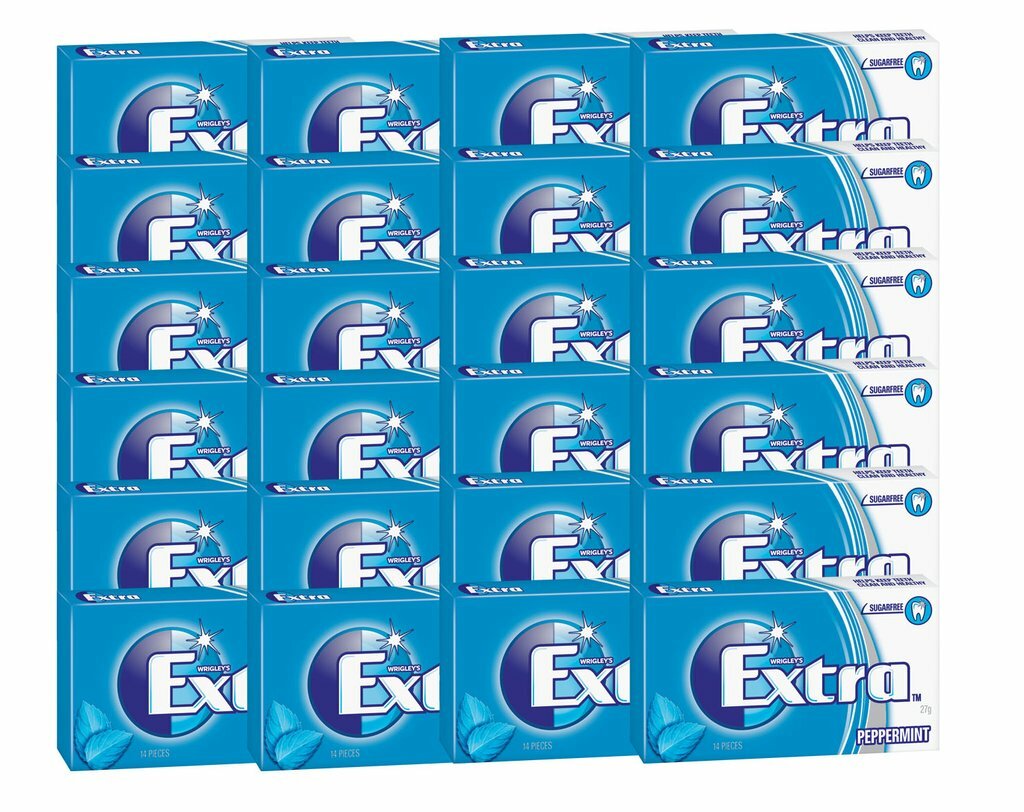 24 x 27g pack Wrigleys Extra Peppermint Sugarfree Chewing Gum Fresh Mint Breath