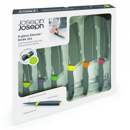 Joseph Joseph 6-Piece Multi-Colour Elevate Knife Set with Protective Sheaths