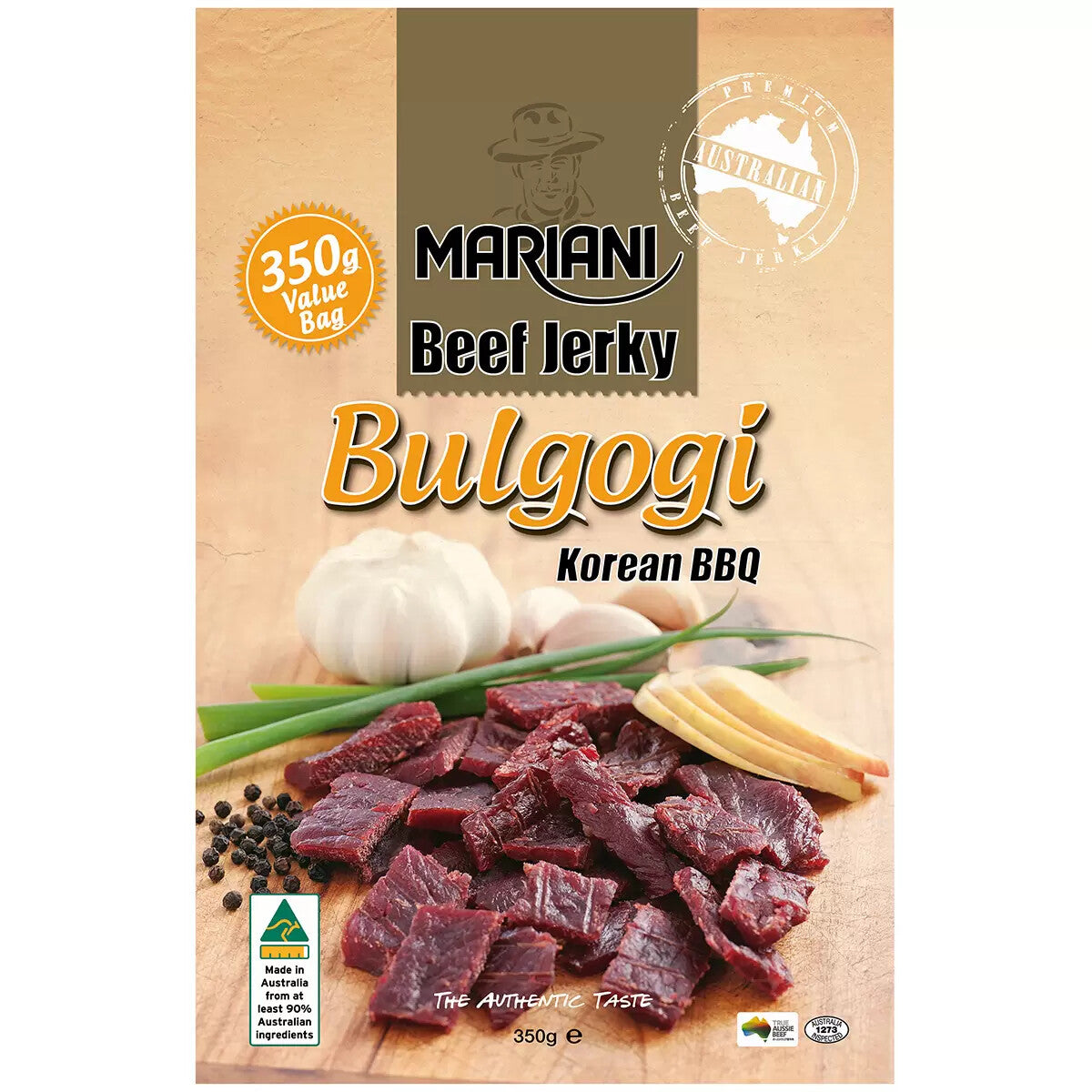 Mariani Premium Australian Bulgogi Korean BBQ Beef Jerky Protein Snack 350g Bag