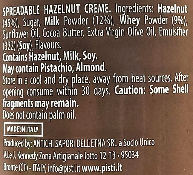 Pisti Premium Italian Hazelnut Creme Bread Spreadable Gourmet Cream Paste 600g