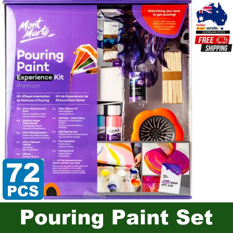 Mont Marte 72 Piece Premium Paint Experience Kit Pouring Paint Set Creative Art