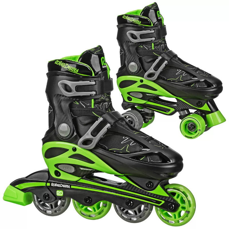 Roller Derby 2-in-1 Combo Adjustable Quad Roller and Inline Skates for Kids