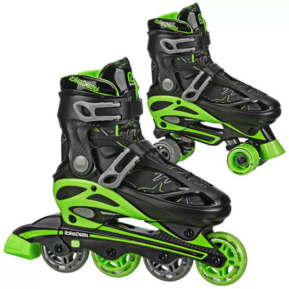 Roller Derby 2-in-1 Combo Adjustable Quad Roller and Inline Skates for Kids