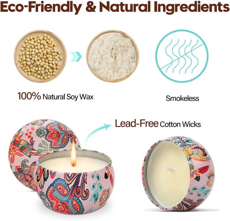 4-Pack Scented Candles Folk Style Aromatic Soy Wax Candle Gift Set 4 x 2.5 oz
