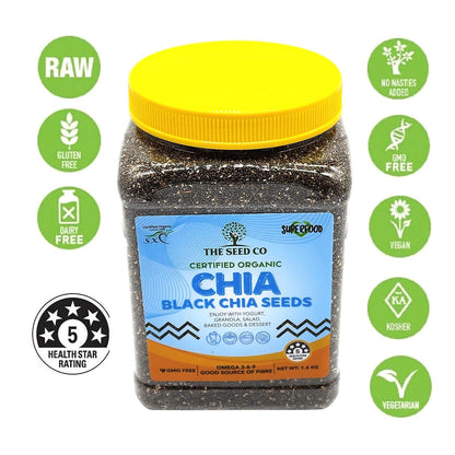 1.6kg Black Chia Seeds Vegan Gluten GMO Free XSC Certified Organic Superfood