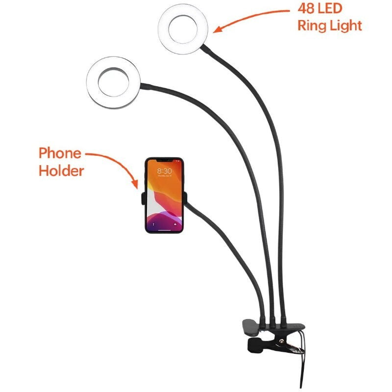 Cygnett V-Dual Classic 2-in-1 Dual Ring Light Phone Holder & 5000mAh Power Bank
