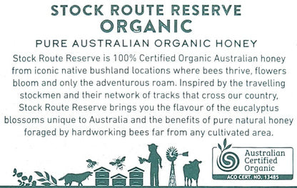 Stock Route 100% Pure Australian Organic Honey From Aussie Bush Bee Hives 1L