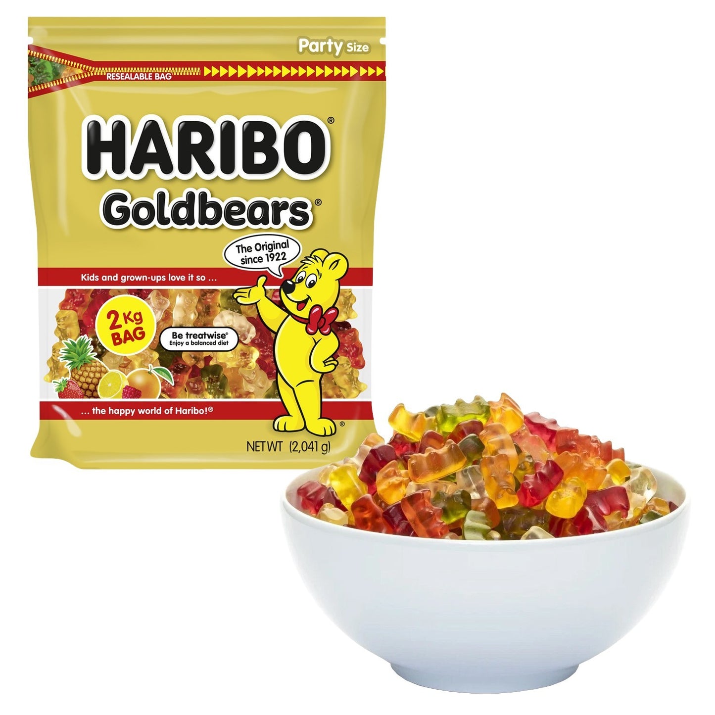 Haribo Goldbears 2kg Party Bag Chewy Gummy Bear Candy Lollies Kids Sweet Snack