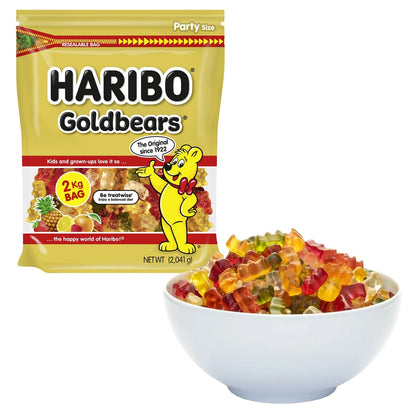Haribo Goldbears 2kg Party Bag Chewy Gummy Bear Candy Lollies Kids Sweet Snack