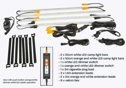 HardKorr Lifestyle IP68 waterproof 4-Bar Orange & White LED Camp Light Kit