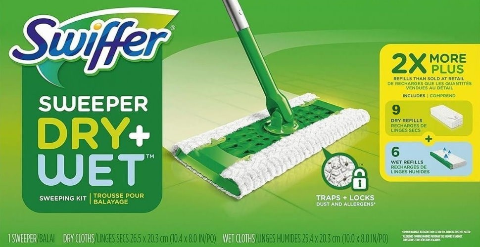 Swiffer Sweeper 2-in-1 Dry + Wet All Purpose Floor Mopping Cleaning Starter Kit