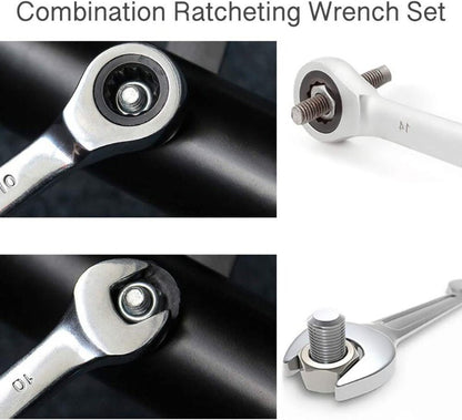 Bonaire 10 PCs 10-19mm Professional Metric Ratcheting Spanner Ratchet Wrench Set