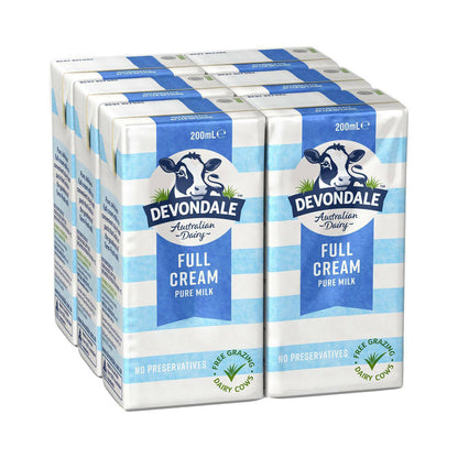 6 x 200ml Devondale 100% Pure Full Cream Kids Long Life Milk No Preservatives