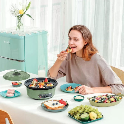 Morphy Richards Round Multi Function Grill Pan Electric Cooking Pot 1.8L Green