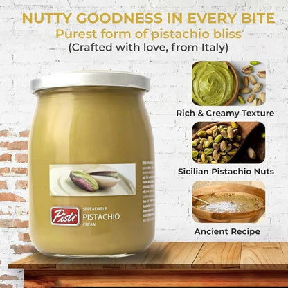 Pisti Sicilian Spreadable Pistachio Cream Spread 600g Italian Sweet and Velvety