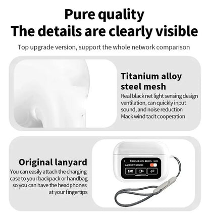 A9 Pro Smart Bluetooth 5.4 Earbuds ANC & ENC Noise Reduction Touch Screen, Mic
