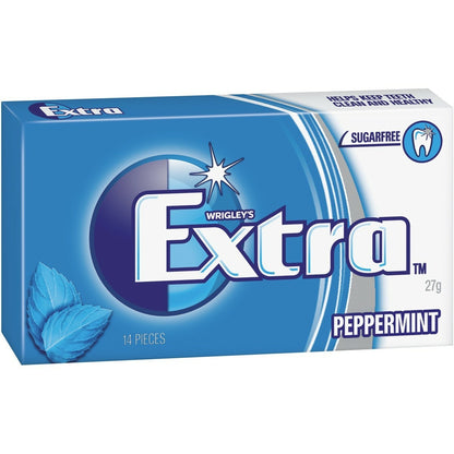 24 x 27g pack Wrigleys Extra Peppermint Sugarfree Chewing Gum Fresh Mint Breath