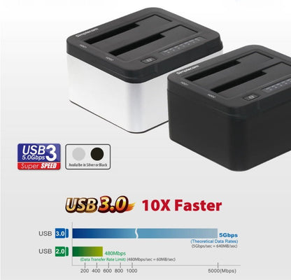 Simplecom SD322 Dual Bay USB 3.0 Aluminium Docking Station for 2.5" 3.5" SATA HD
