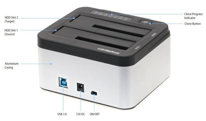 Simplecom SD322 Dual Bay USB 3.0 Aluminium Docking Station for 2.5" 3.5" SATA HD