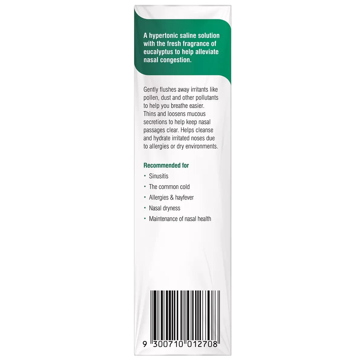 2x 50mL Bosistos Eucalyptus Saline Nasal Spray For Colds Hayfever Sinusitis Nose