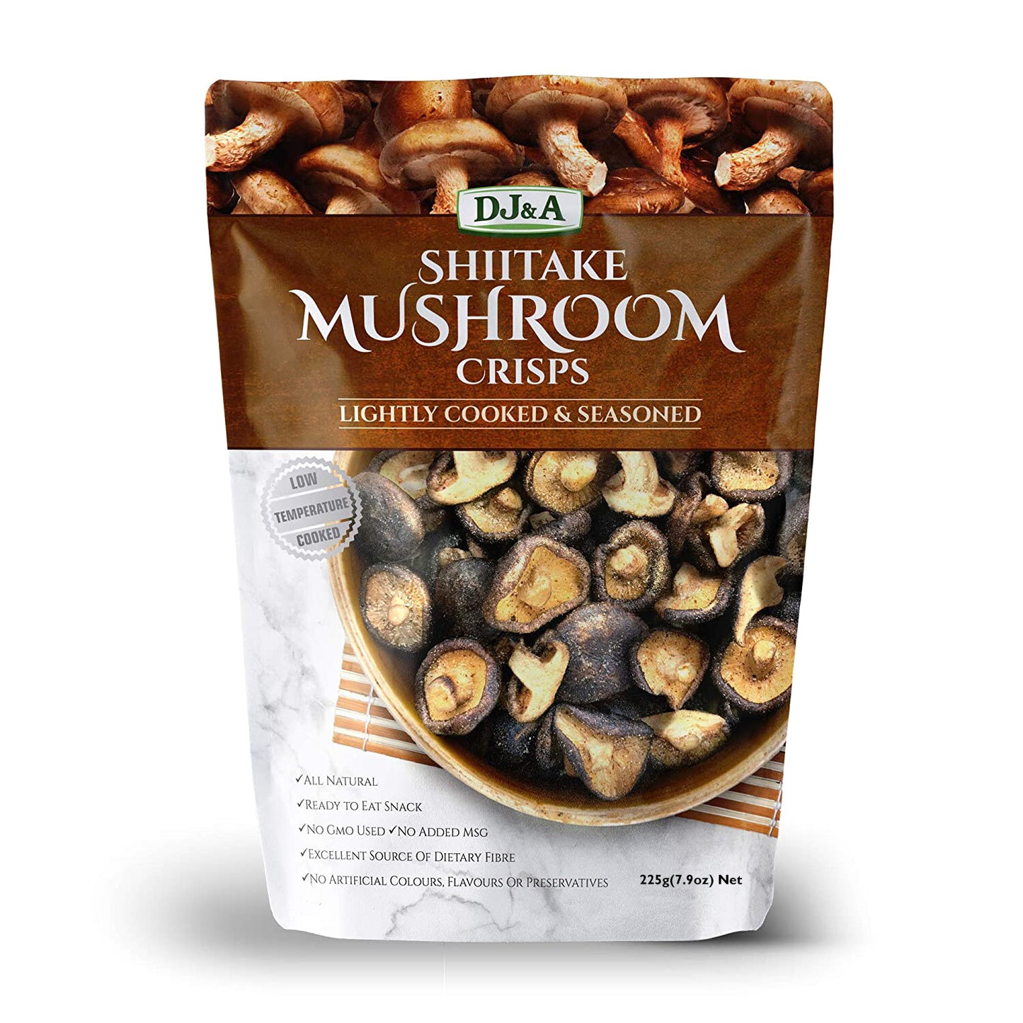 3x225g DJ&A Whole & Cut Shiitake Mushroom Crisps Kids Snack Dietyary Fibre Vegan