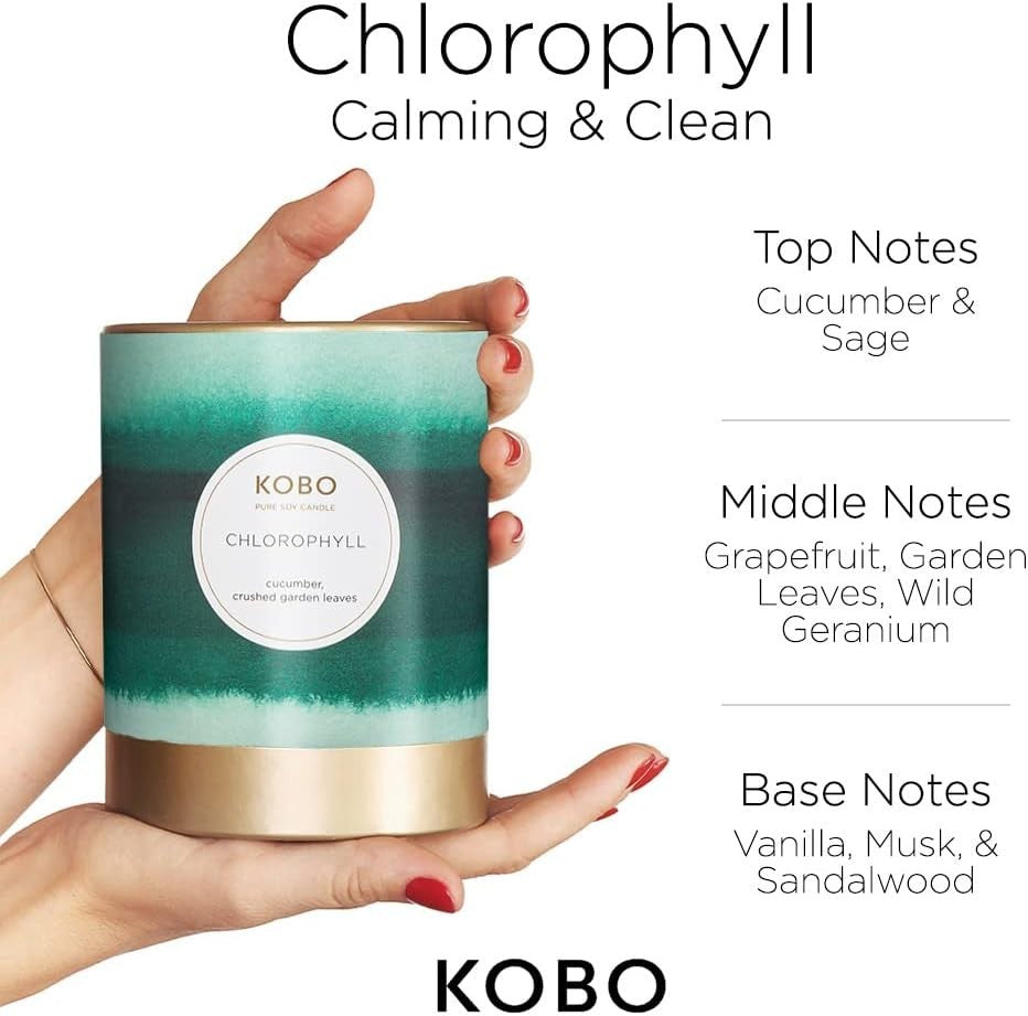 Kobo Chlorophyll Calming & Clean Soy Candle 11oz Handcrafted Aromatherapy Candle