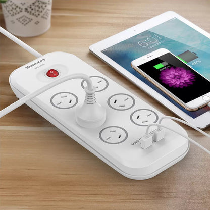 Huntkey AU 6 Way Outlets Powerboard w/ 2 USB Port & Surge Protection Heavy Duty