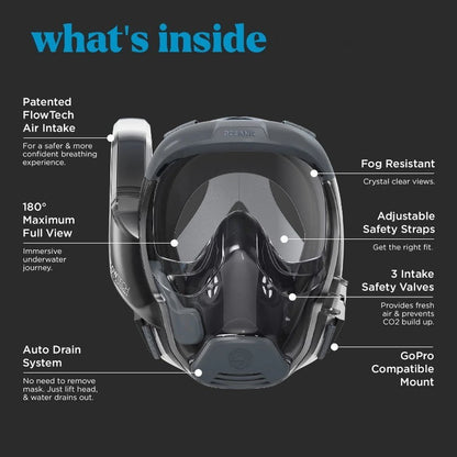 Oceanic Full Face Snorkel Mask Adult 180 Panoramic Viewing, Easier Breathing