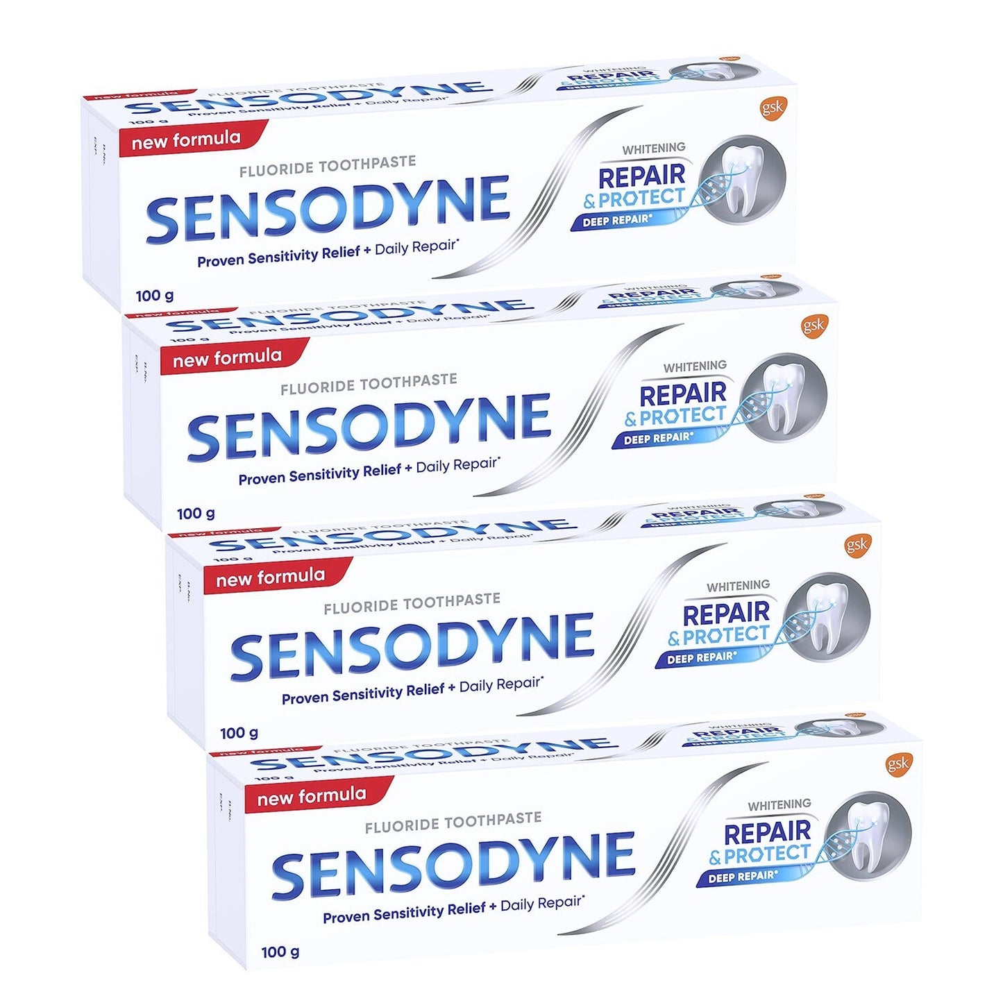 4 x 100g Sensodyne Repair & Protect Whitening Toothpaste Oral Dental Health Care