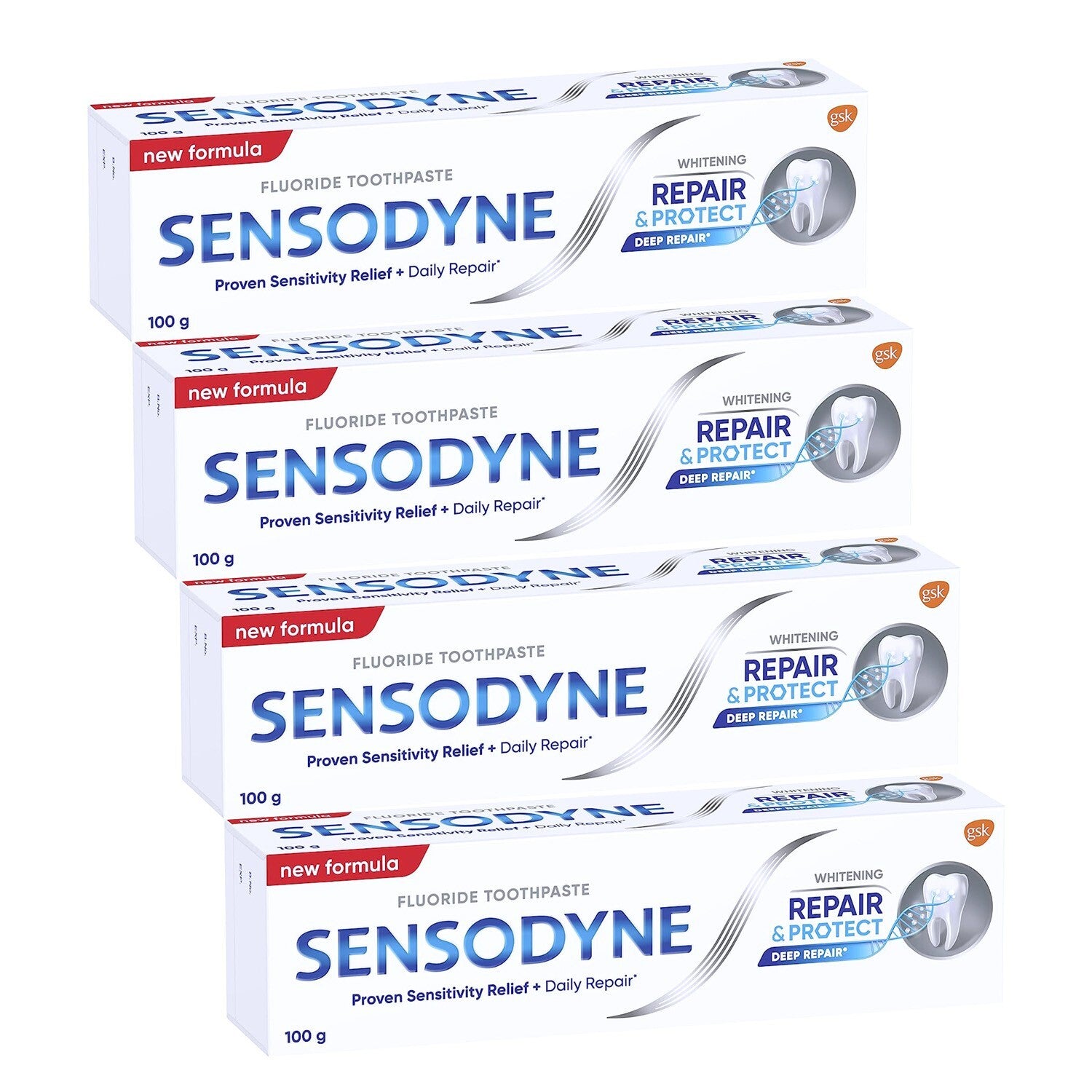 4 x 100g Sensodyne Repair & Protect Whitening Toothpaste Oral Dental Health Care