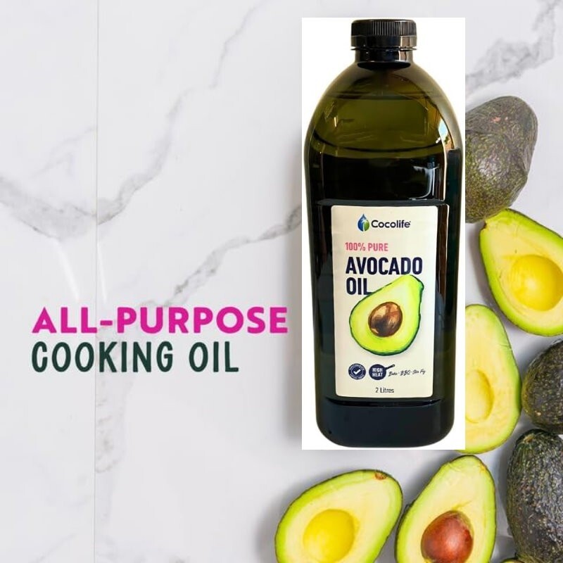 Cocolife 100% Pure Avocado Oil 2L High-Heat Cooking Oil, Dressing - Express