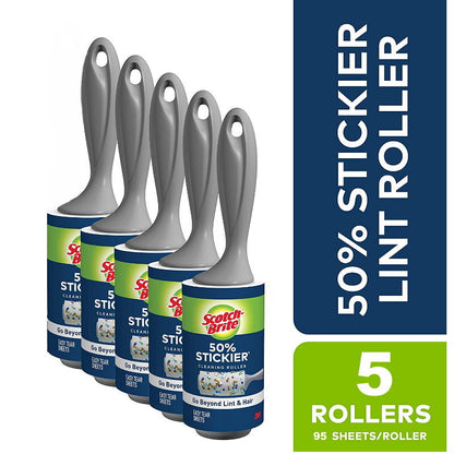 3M Scotch Brite 50% Stickier Lint Roller Dust Remover Up to 5 x 95 Sheets