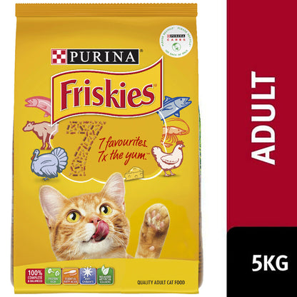 Friskies Adult 7 Favourites 5kg Purina Balanced Premium Dry Cat Food Meal NEW
