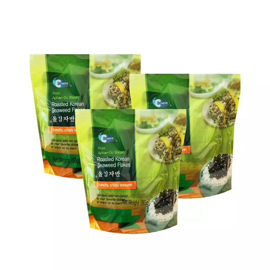 C-Weed Roasted Korean Seaweed Sesame Flakes Crunchy Crispy Healthy Snack 3 x 80g