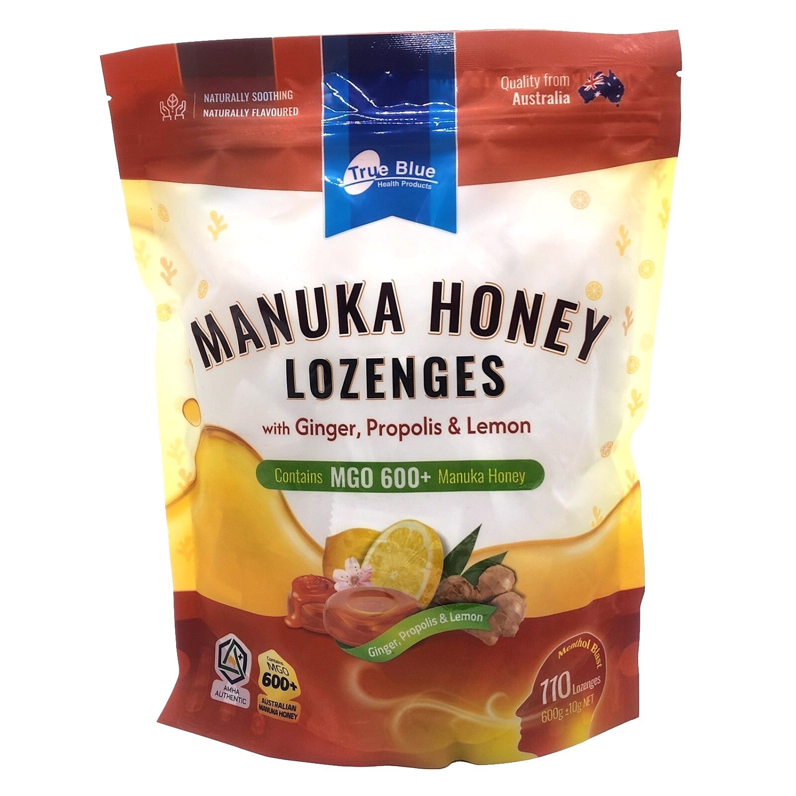 Manuka Honey Lozenges Ginger Propolis Lemon Cough Drop Australian Made MGO 600+