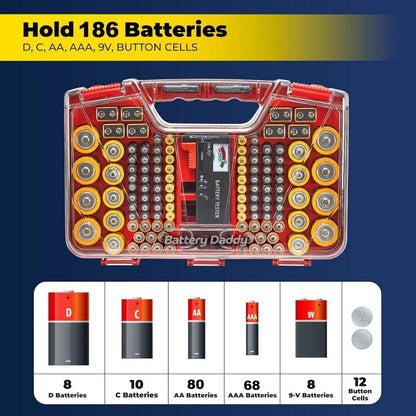 Battery Daddy Battery Organiser Up To 174 Batteries Holds Storage Case w/ Tester