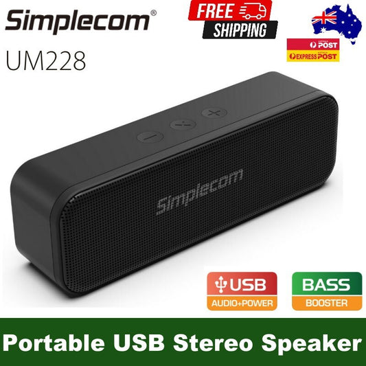 Simplecom UM228 Portable USB Stereo Soundbar Speaker with Volume Control for PC