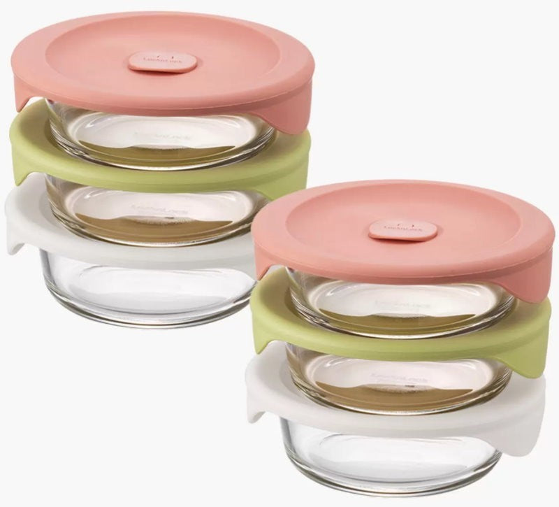 LocknLock 12 Piece Glass Fresh Easy Meal Container Set 355ml BPA Free, Microwave