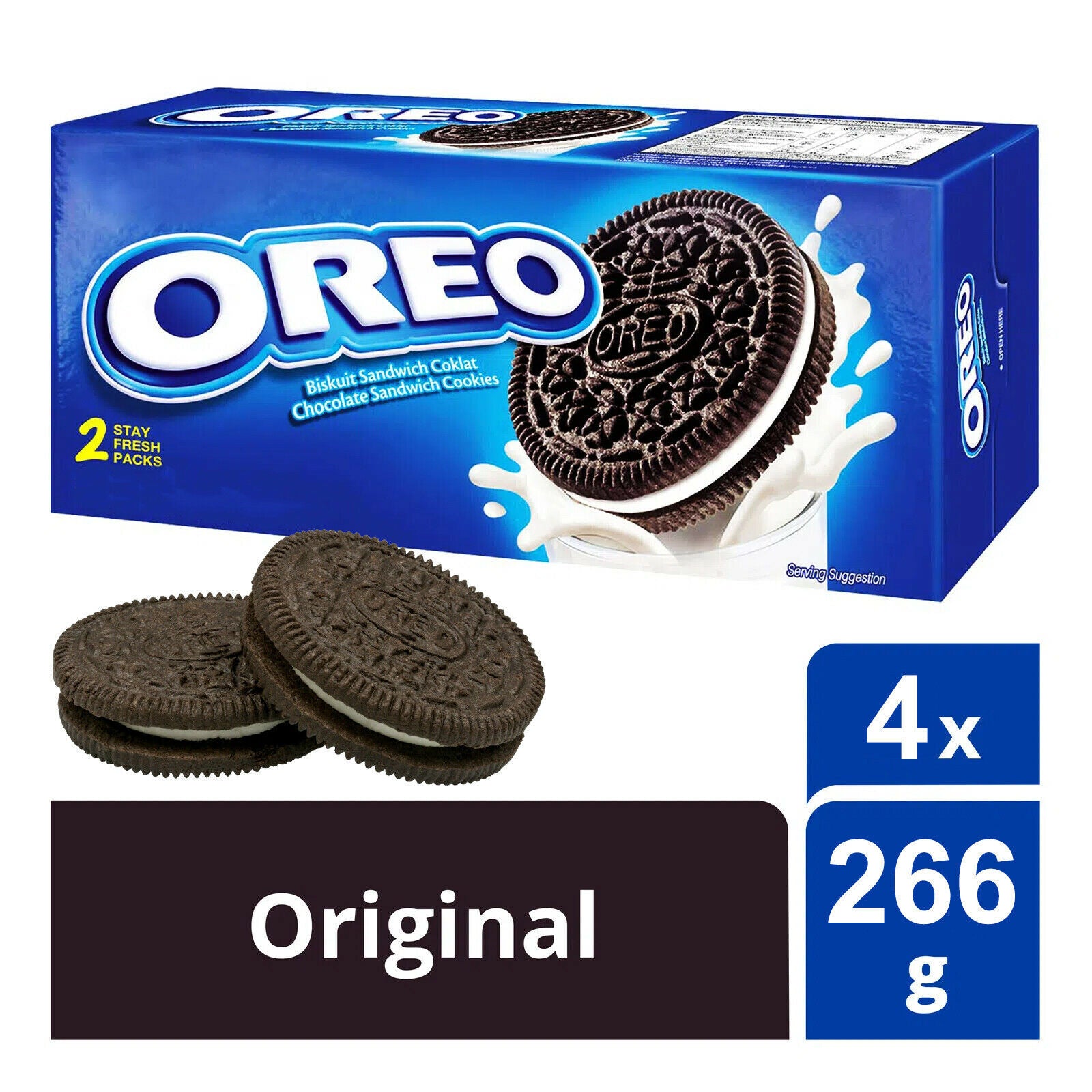 Oreo Original Pack Sandwich Cookies & Cream Chocolate Biscuits Choc 1kg Box