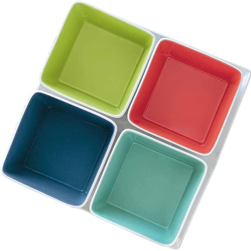 Over and Back 5-Piece Glossy Summertime Serving Set Platter & Bowl Set