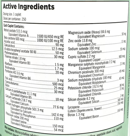 Specially Formulated Mature Multi Vitamin Calcium for Strong Bones Teeth 250 50+