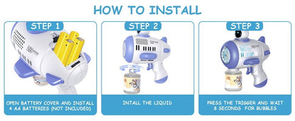 Mercita Space Bubble Guns Machine with LED & Rechargeable Battery for Kids
