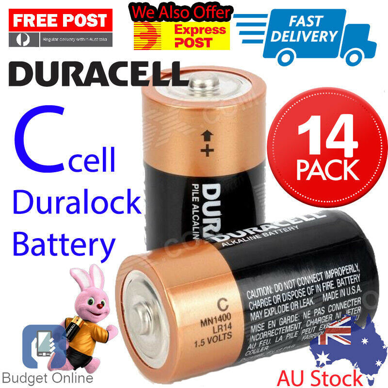 14 x Duracell C Duralock Alkaline Battery R14 C Cell Battery RC Cars Toy Battery
