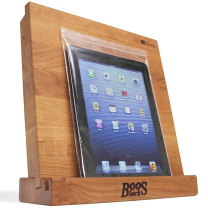 John Boos iBlock Tablet Holder Stand & Cutting Chopping Board Cherry Wood