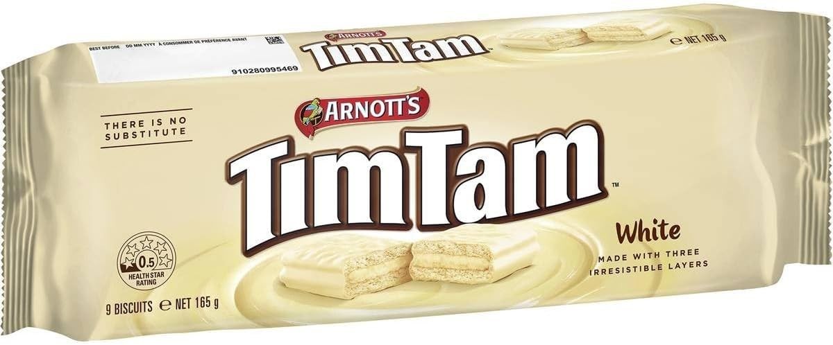 6 x 165g Arnott's Tim Tam Value Family Pack Malted White Chocolate Biscuits