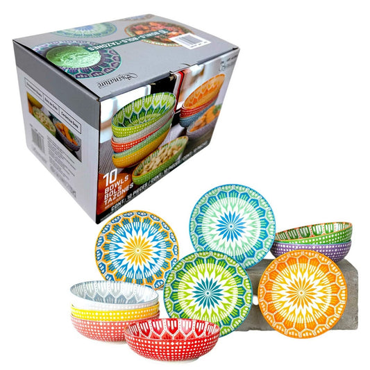 Signature Housewares Snack Bowls Set Food Stoneware Dishwasher Safe Bowls 10 pcs