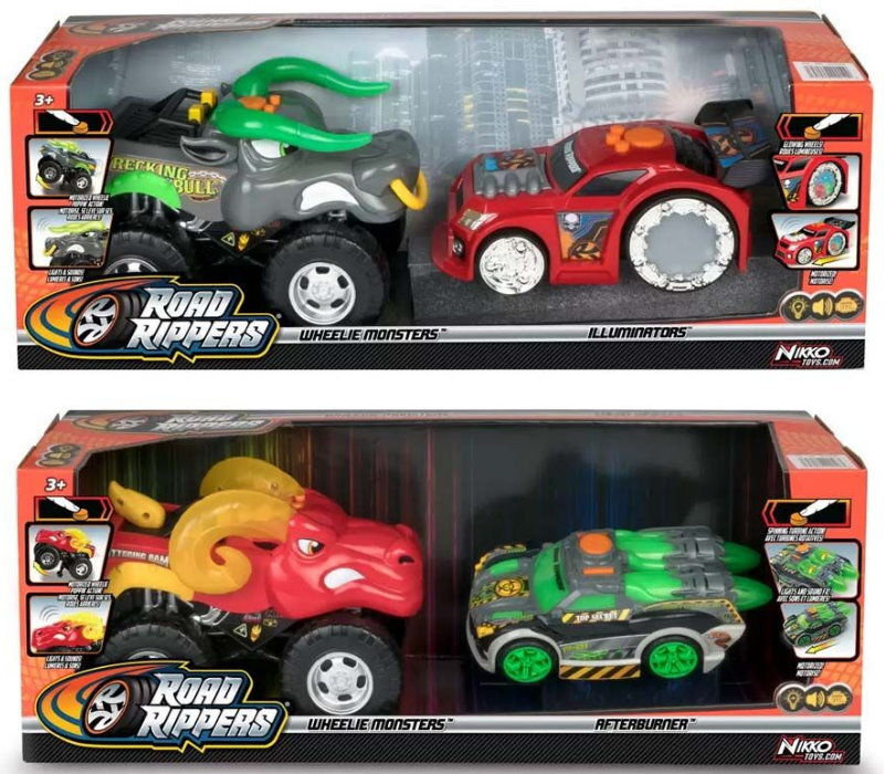 Nikko Road Rippers Wheelie Monsters Bull & Illuminator or Afterburner