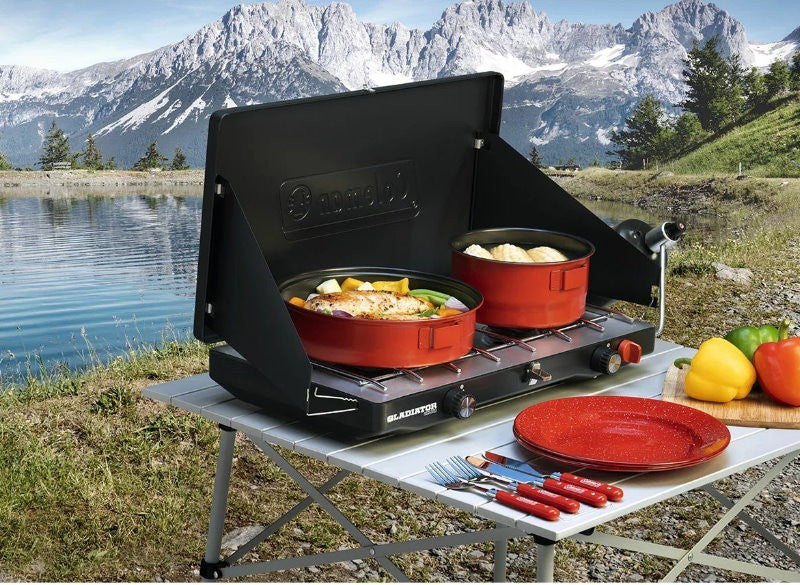 Coleman Gladiator Propane Gas 2 Adjustable Burner Camping Stove with 3/8" Hose