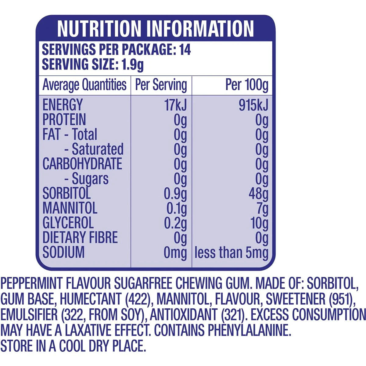 24 x 27g pack Wrigleys Extra Peppermint Sugarfree Chewing Gum Fresh Mint Breath